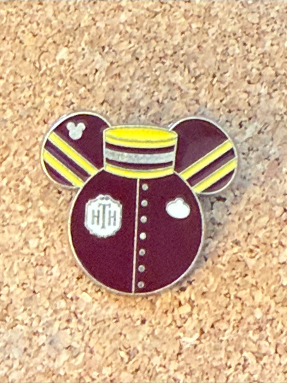 Disney Maroon and Yellow Mickey Enamel Pin - HTH Detail